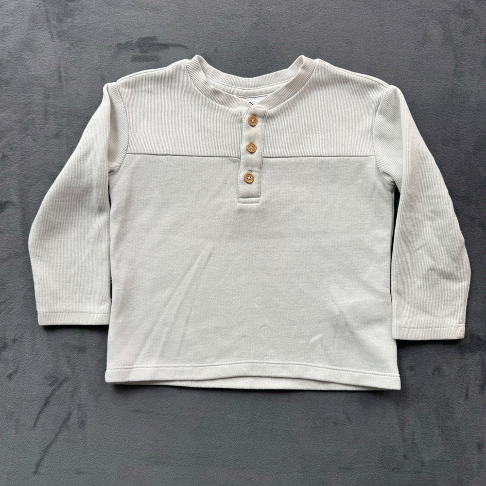 Tommy Bahama Boys Long Sleeve Henley Shirt Light Gray 4T